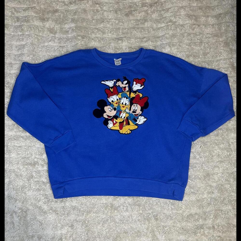 Vintage Disney blue crocheted sweatshirt Size Large